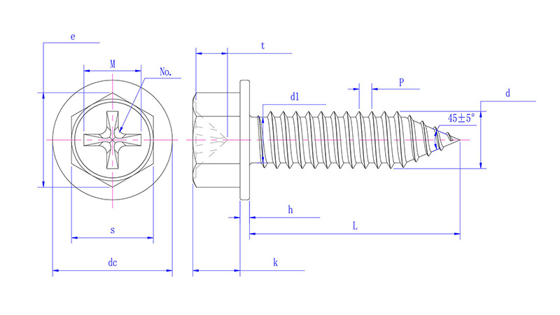 Cross Recess Indented Hex Washer Head Tapping Screws -1