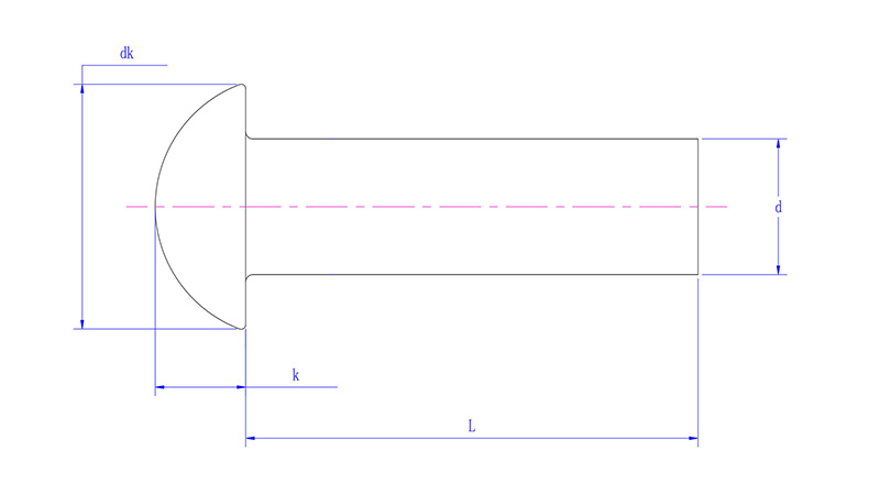 Cup head rivets -drawing inch
