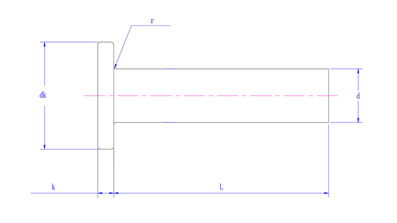 Flat head rivets -drawing AM