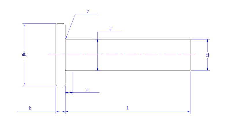 Flat head rivets -drawing din
