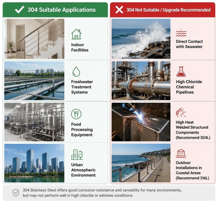 when to use 304 vs 316 stainless steel
